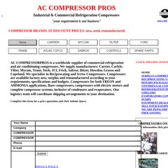 ACCOMPRESSORS INDUSTRIAL REFRIGERATION EQUIPMENT NEW RECONDITIONED USED MACHINERY PARTS SURPLUS ACCOMPRESSORS INDUSTRIAL REFRIGERATION EQUIPMENT NEW RECONDITIONED USED MACHINERY PARTS SURPLUS