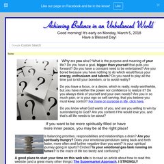 Achieving Balance in an Unbalanced World :: Home Page Achieving Balance in an Unbalanced World :: Home Page