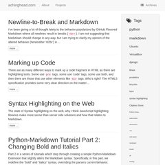 Python-Markdown, CodeHilite, Dustan Orchard, list of nine  Python-Markdown, CodeHilite, Dustan Orchard, list of nine