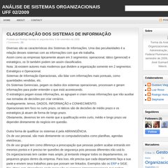 Análise de Sistemas Organizacionais UFF 02/2009 Análise de Sistemas Organizacionais UFF 02/2009