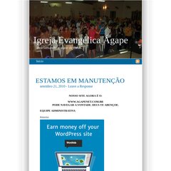 agapenet.wordpress.com Igreja Evangélica Ágape, Início, ESTAMOS EM&nbsp;MANUTENÇÃO