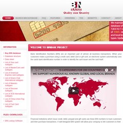 Credit Card BIN Numbers Database | Bank Identification Number Lookup | BIN List 2011 Credit Card BIN Numbers Database | Bank Identification Number Lookup | BIN List 2011