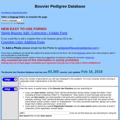 Bouvier des Flandres Pedigree Database Search Page