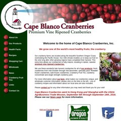 Cape Blanco Cranberries, premium vine ripened cranberry products from Oregon