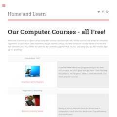 homeandlearn.co.uk free home study computer courses and tutorials, Microsoft Word, Excel Spreadsheets