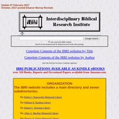 INTERDISCIPLINARY BIBLICAL RESEARCH INSTITUTE