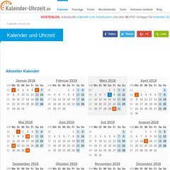 www.Kalender-uhrzeit.de - Kalender, Feiertage, Ferien