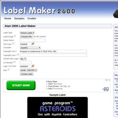 atari 2600 label maker