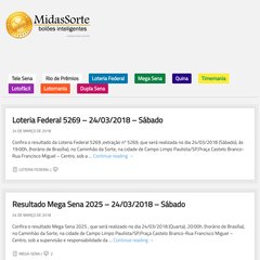 MidasSorte | Lotofacil, Quina, Mega Sena, Loteria Federal, Tele Sena, Lotomania,