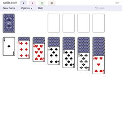 solitr.com Select Game, Klondike, turn three (hard)