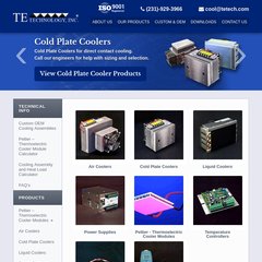 tetech.com thermoelectric heat sinks, cold plates, thermoelectric cooling