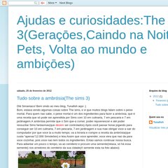 Ajudas e curiosidades:The sims 3(Geraçōes,Caindo na Noite, Pets, Volta ao mundo e ambiçōes)