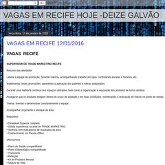 VAGAS EM RECIFE HOJE -DEIZE GALVÃO