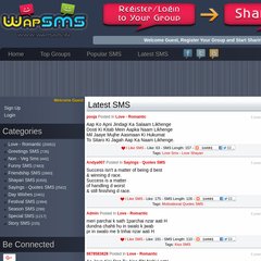  Love - Romantic [16620], funny SMS [759], Greetings SMS [604], Non - Veg Sms [230]